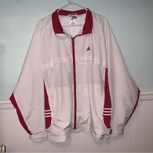 Vintage Adidas Windbreaker Jacket mens Size Large White Red Color Blocking 90s